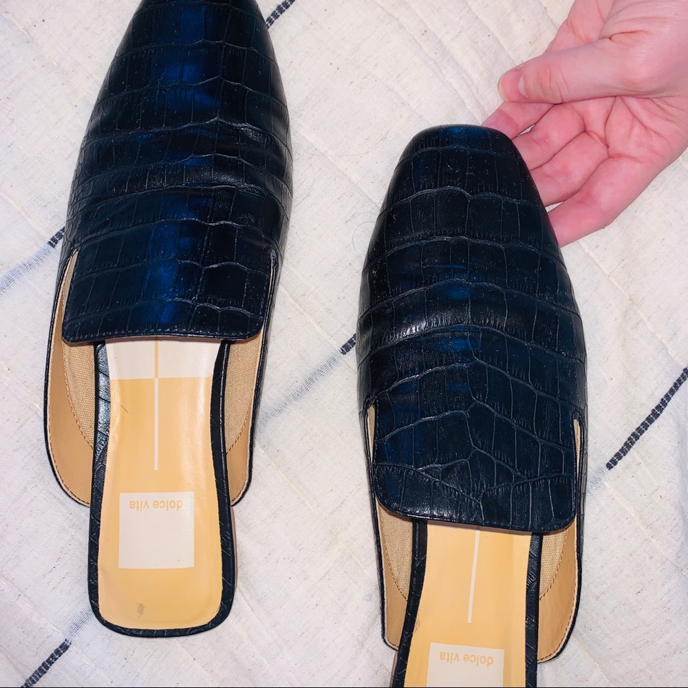 Dolce Vita Black snakeskin mules